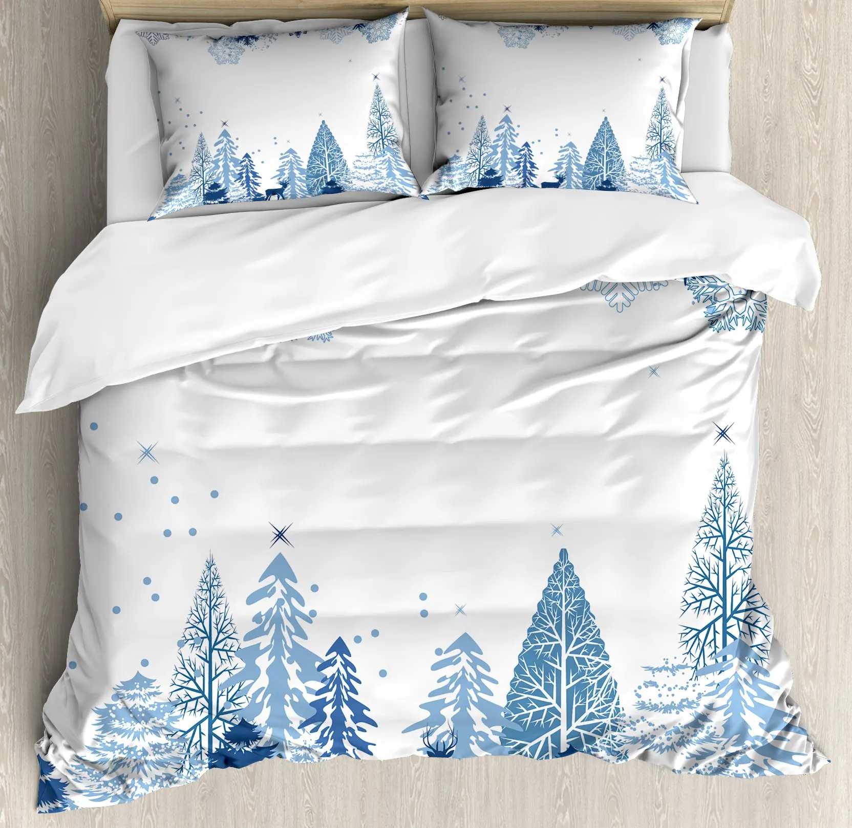 Snow Mountain Bedding Set Winter Snow Scene Comforter Cover for Boys Girls Kids 3D Duvet Cover Set Bedroom Decor 3 Pcs Full Size