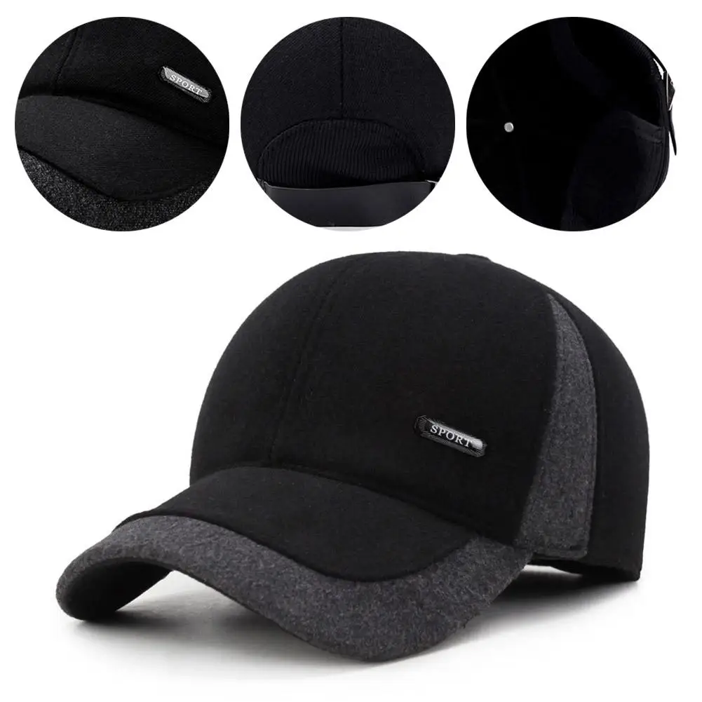 Warm Baseball Cap Auturnn Thick Warm Men Winter Baseball Cap With Ear Flaps, Ideal Choice For Gifts