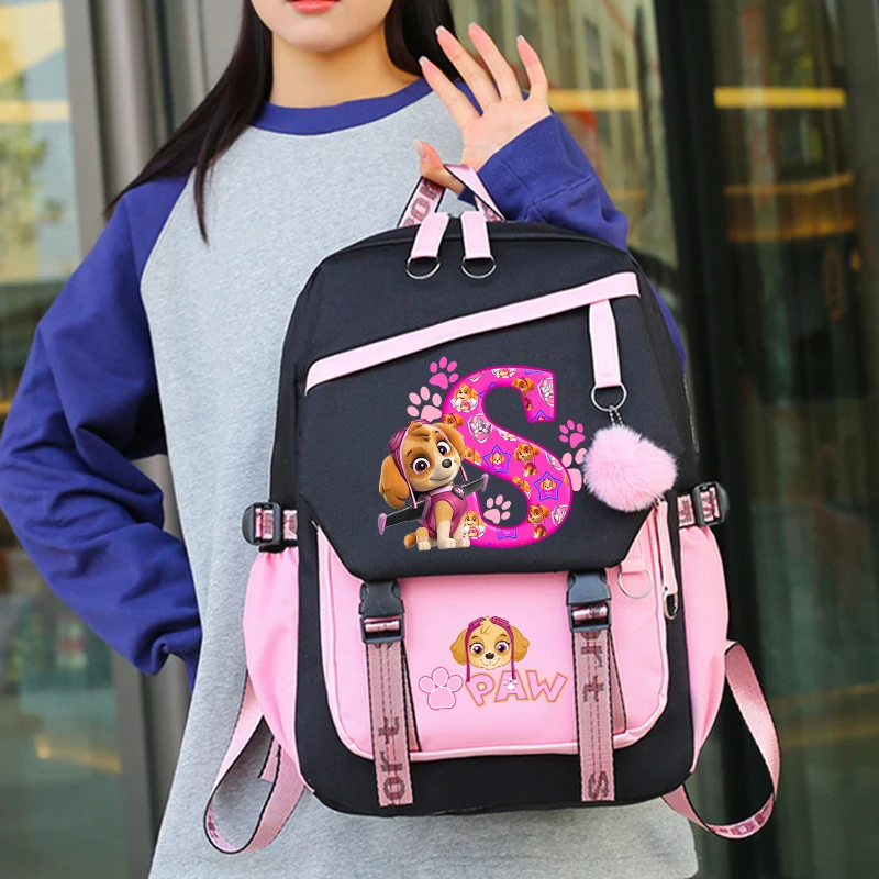 Paw Patrol 학생을위한 고품질 배낭 만화 편지 인쇄 Schoolbag 소년 소녀 패션 편지지 도서 보관 가방