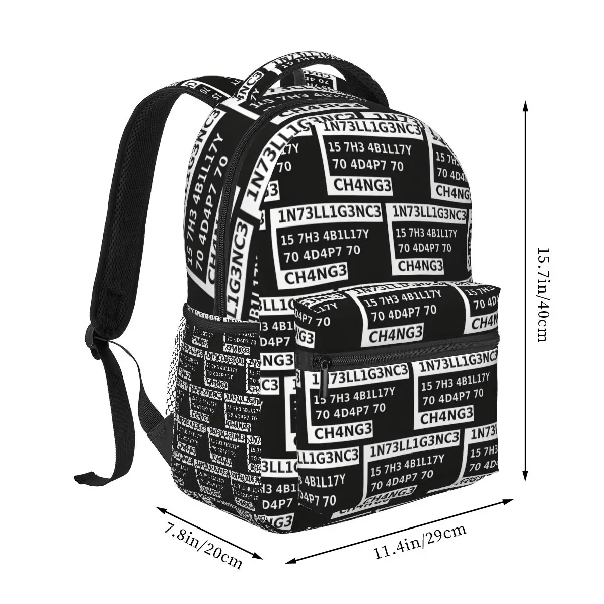 Geek Tops Intelligence Is The Ability To Adapt To Change Letters Print Backpacks Bookbag School Bags Rucksack Shoulder Bag