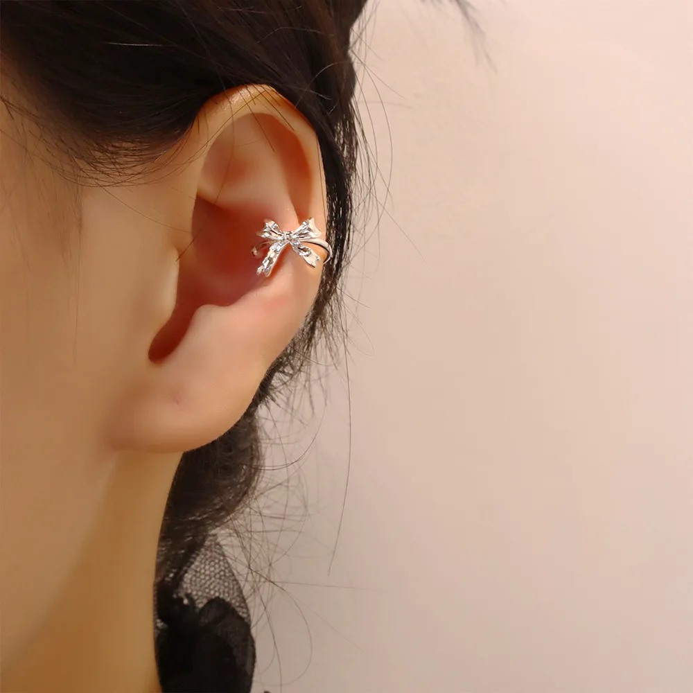 Clip de oreja de arco sin dolor para mujer, accesorios de joyería de fiesta dulces, coreano, suave, versátil, exquisito