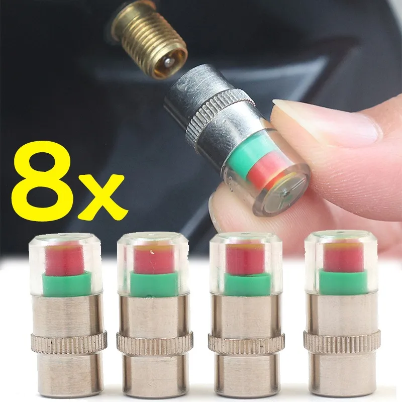 

1-8PCS Car Tire Pressure Indicator Tire Pressure Gauge Indicator Alert Monitoring Valve Cap Sensor Auto External Valve Detection