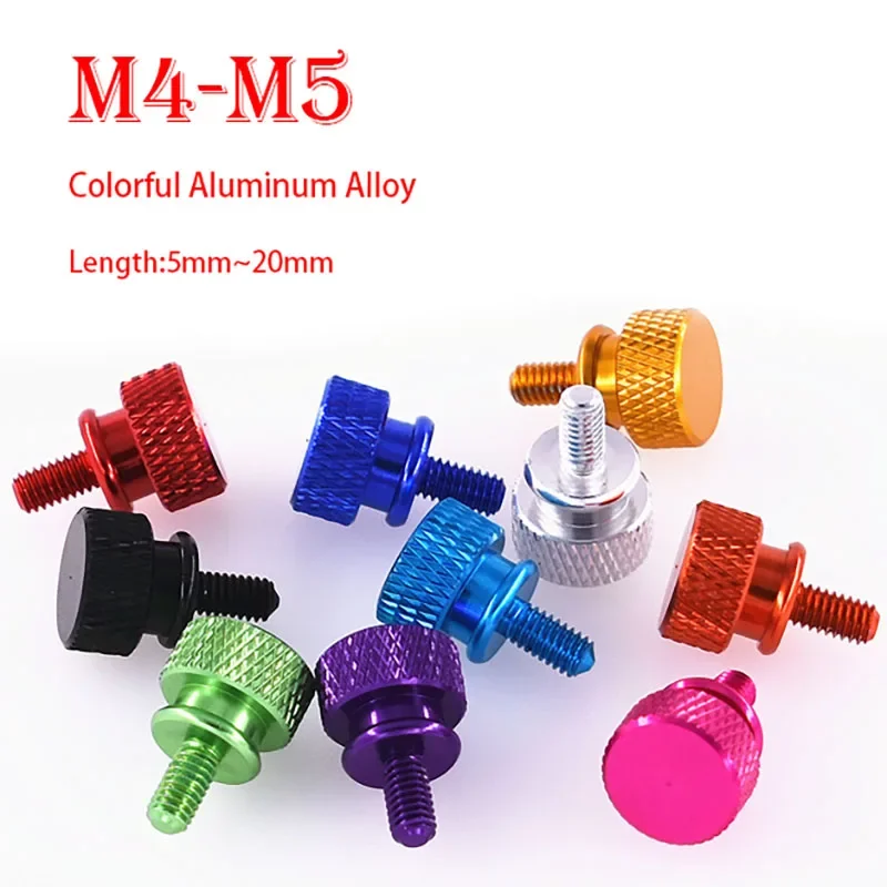 2PCS M4 M5 Aluminum Alloy Step Thumb Knurled Hand Screws Hand Tighten Knob Screw Anodized Computer Case Screw