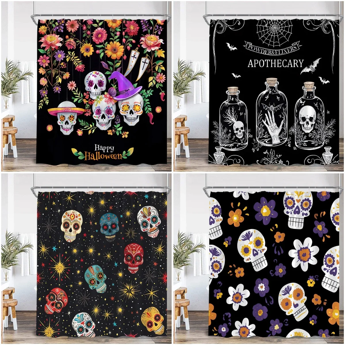 Cute Ghost Cartoon Pattern Shower Curtain Pumpkin Lantern Spectre Orange Pink Bathroom Decor Kid Happy Halloween Bathtub Curtain