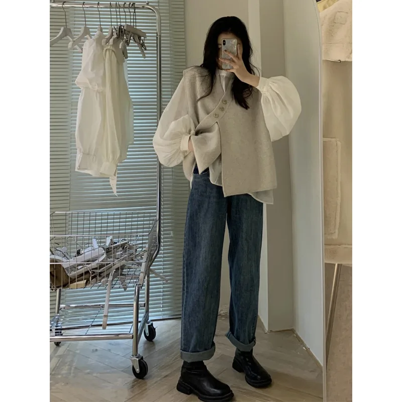 

Жилеты Толстые женские женские весенние укороченные жилеты с хлопковой подкладкой во французском стиле Минималистичный дышащий чистый крой Нежный мягкий