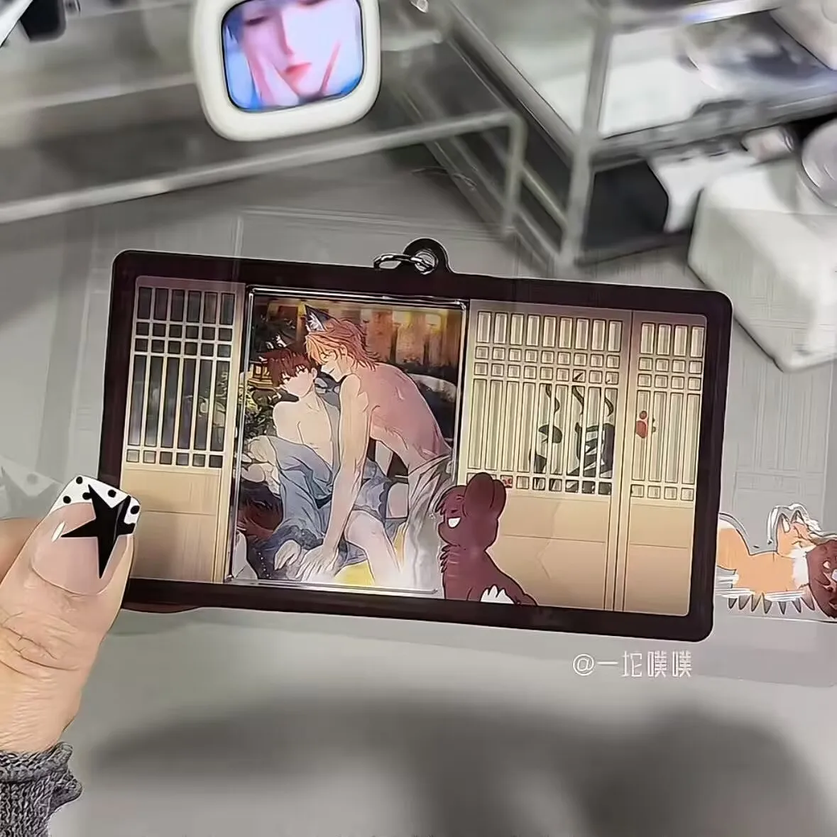 Новый "выдвижной орнамент" милый и забавный акриловый стоячий знак, украшение, небольшой кулон, домашний вариант