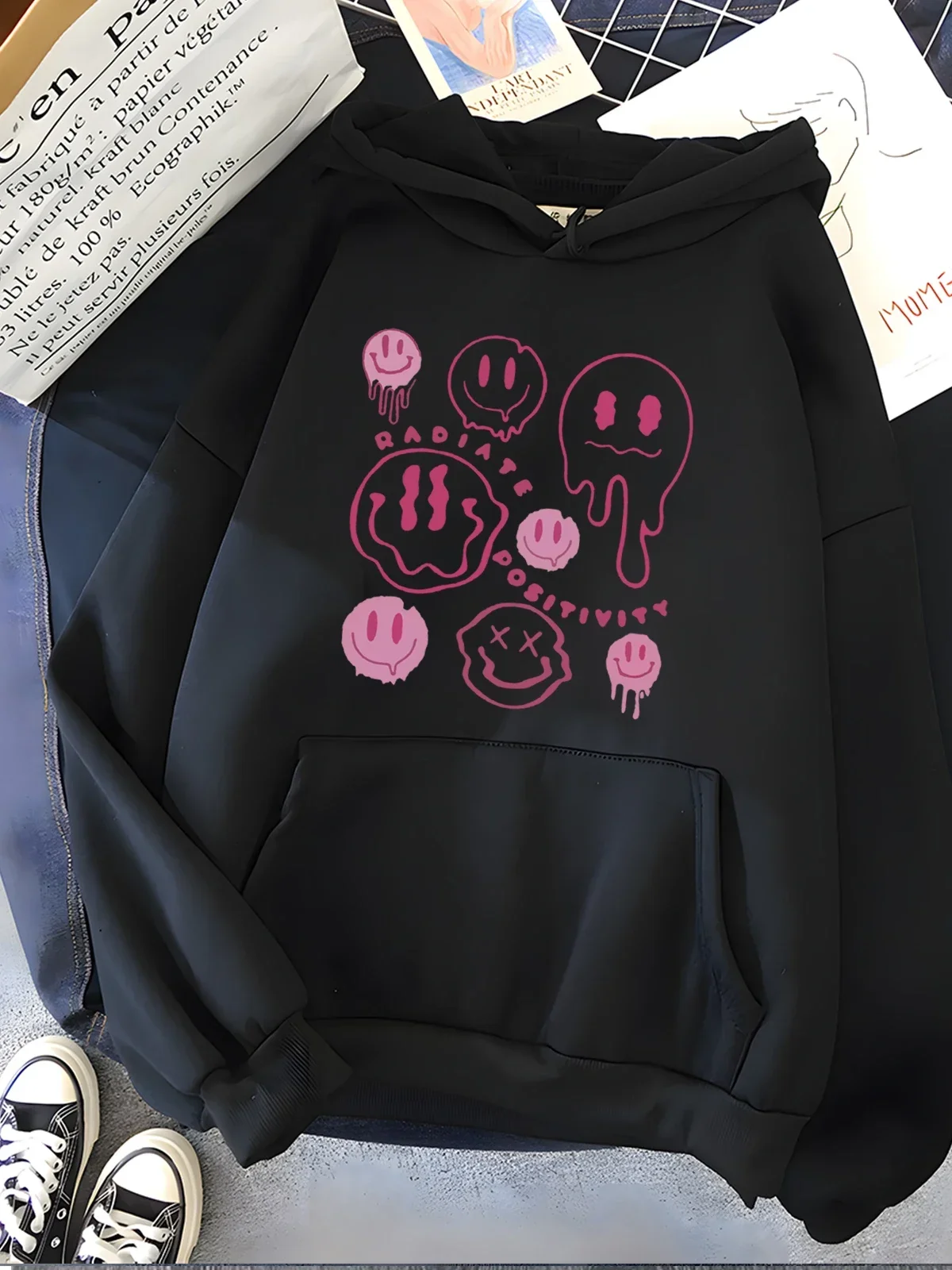 Sudaderas con capucha con estampado gráfico divertido para mujer, ropa deportiva suave y holgada, sudadera para mujer, ropa de poliéster Y2k, sudaderas con capucha, jersey de gran tamaño