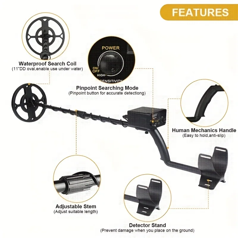 TC-200 New Upgrade Metal Detector Underground Wire Iron Metal Gold Detector Adjustable Tracker for Treasure Search