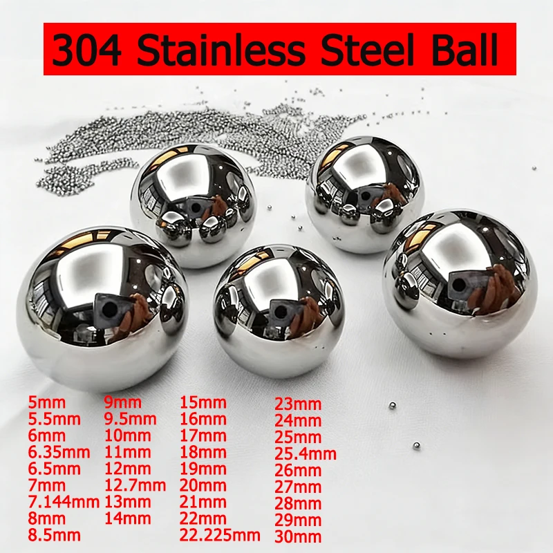 

304 Stainless Steel Ball High Precision Solid Smooth Round Beads Dia 5mm-30mm for Bearing Slingshot Bike Scooter DIY Craf