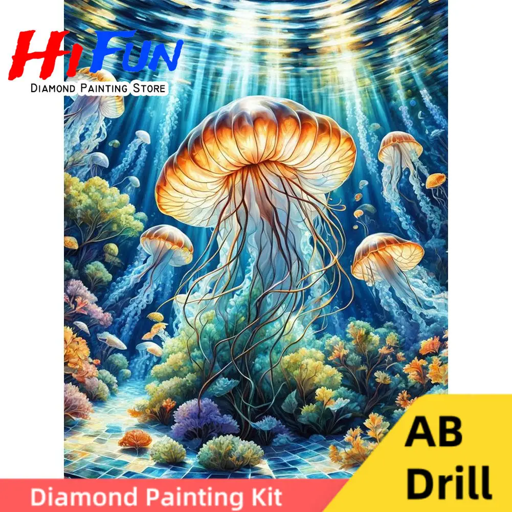 

Surreal Jellyfish Poster 5d Diy AB Diamond Painting Kits Full Round Drills Grandma Gift Embroidery Cross Stitch Handcraft Decor
