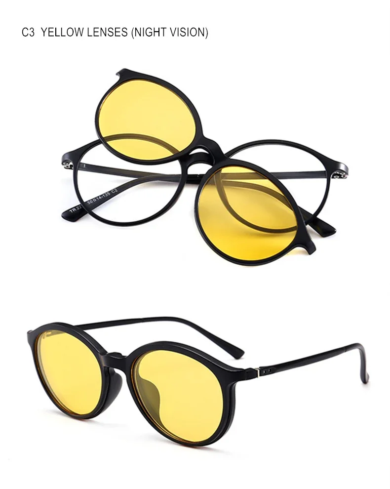 Magnet Clip Sonnenbrillen Und Brillen Set Myopie-0,5 Zu-10 Männer Frauen Mode Runde Rahmen Kurzsichtig Brille f232 – Detail 20
