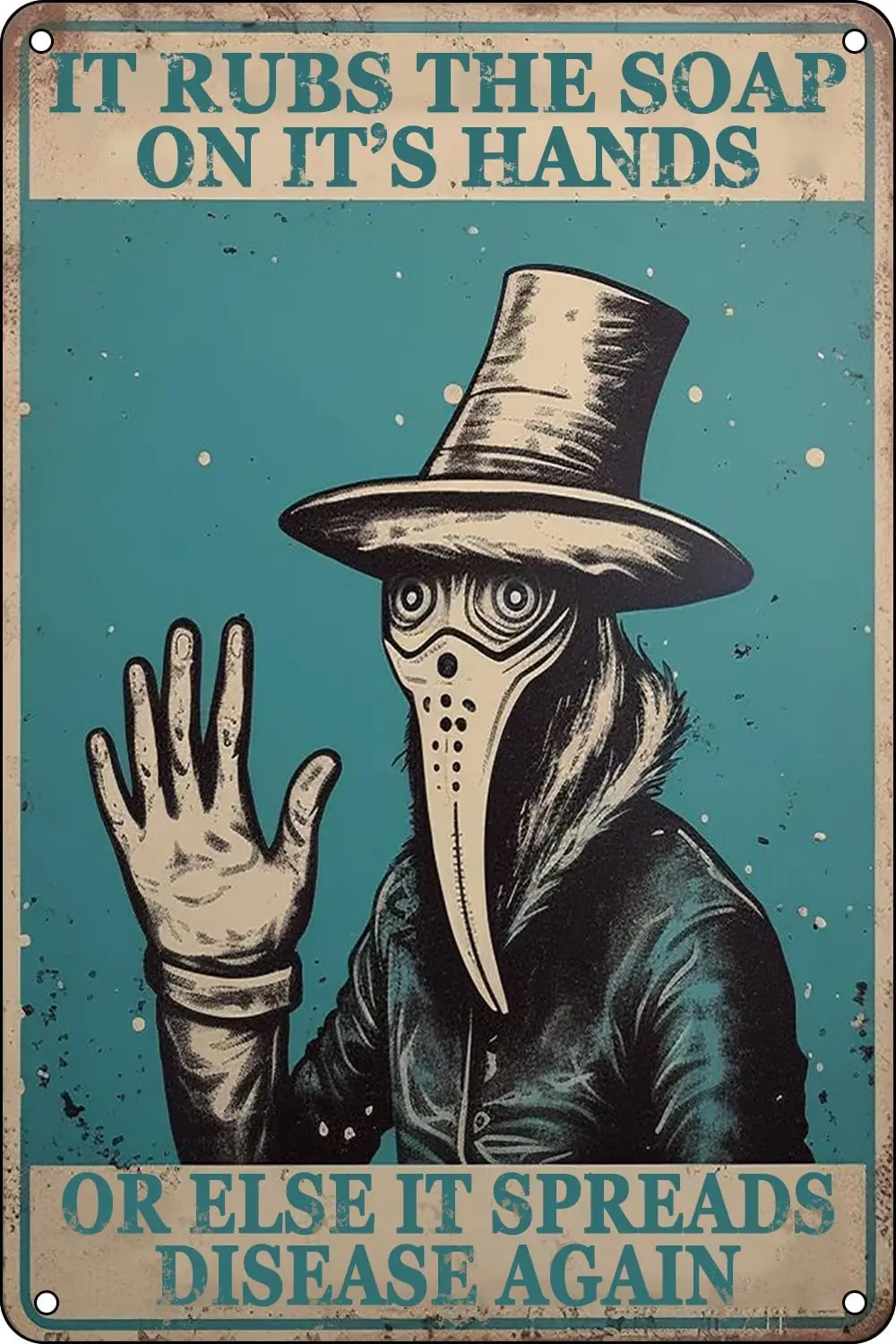 Wash Your Hand Plague Doctor Vintage Metal Tin Sign Gothic Decor Wall Decor Guest Wall Decor Art Sign In The Bedroom Bathroom Li