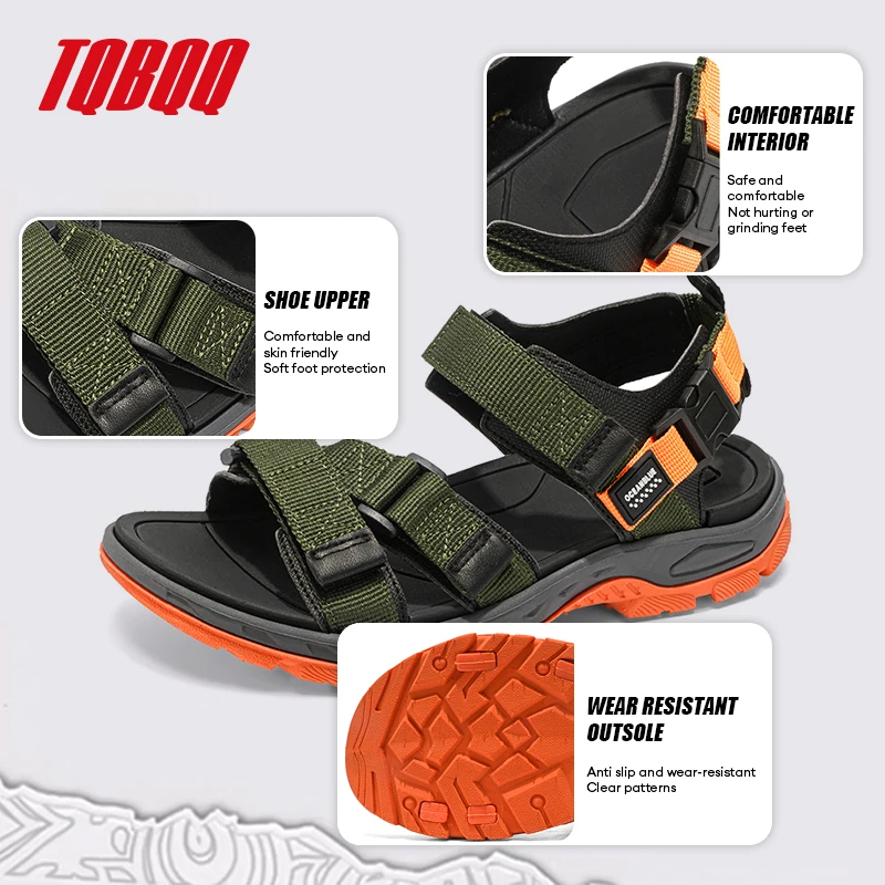 Men's Summer Sandals with Adjustable Strap Fashion Sport Sandals Outdoor Hiking Sandal Anti-Slip Beach Casual Shoes
