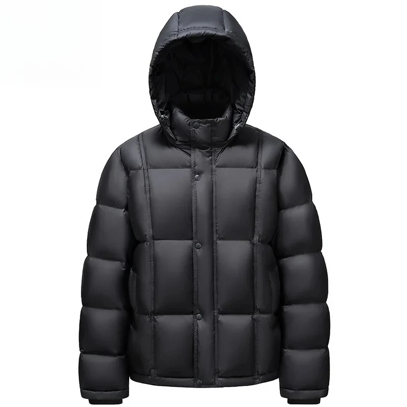 

Повседневное пальто на утином пуху с капюшоном, роскошные мужские лыжные ветрозащитные теплые парки, зимняя пуховая куртка, мужские черные блестящие куртки-пуховики