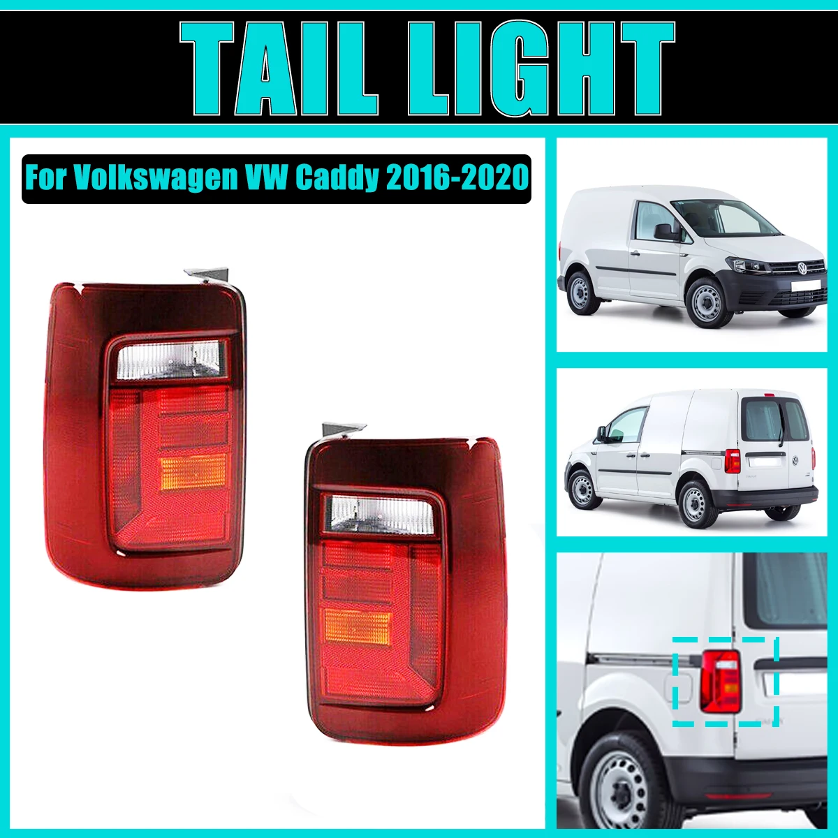 

Tail Light No Bulb For Volkswagen VW Caddy 2016-2020 2017 2018 Rear lamp Taillight Brake Bumper Stop Fog Car Accessories LHS RHS