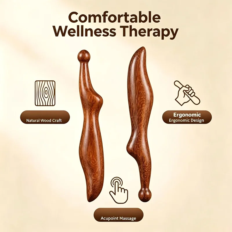 2A sandalwood massage stick for acupressure，Acupoint massage stick for muscle release，Foot massager，Meridian point acupuncture p