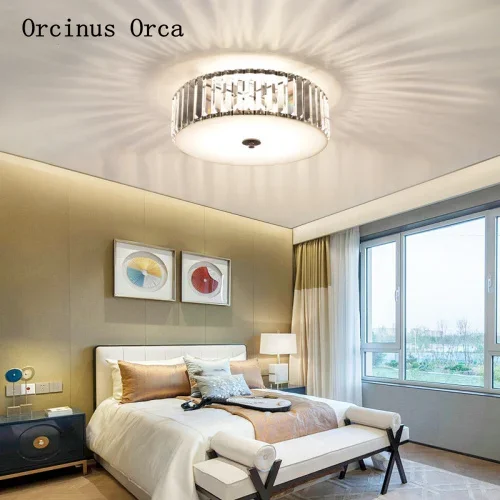 

American simple crystal ceiling lamp warm bedroom dining corridor balcony postmodern luxury ceiling lamp