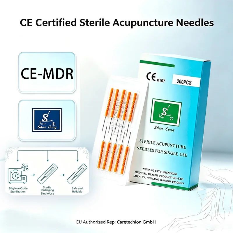 SHENLONG 200 PCS Detox Acupuncture Needle Dry Needing Sharp Disposable Sterile Acupunture for Body Acupoint Detoxification CE