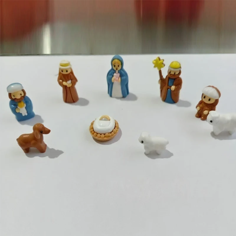 تمثال صغير لمشهد ميلاد عيد الميلاد في جرة هدية صغيرة من الراتنج لسطح المكتب ديكور سطح الطاولة في غرفة المعيشة وغرفة النوم وزخرفة عيد الميلاد #2