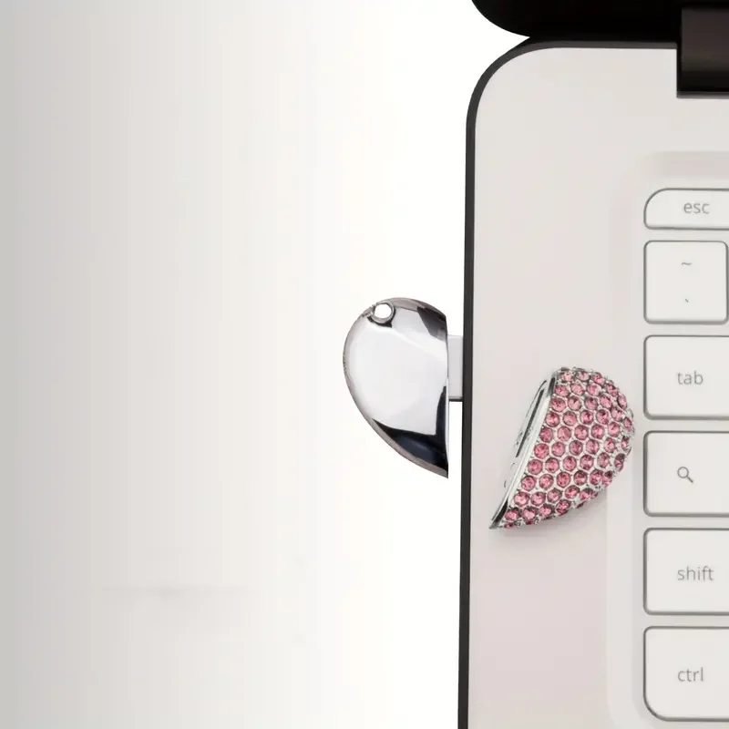 LOGO con incisione laser personalizzato gratuito Metallo argentato Modello cuore di cristallo rosa Chiavetta USB 2.0 ad alta velocità 4 GB 8 GB 16 GB 32 GB 64 GB