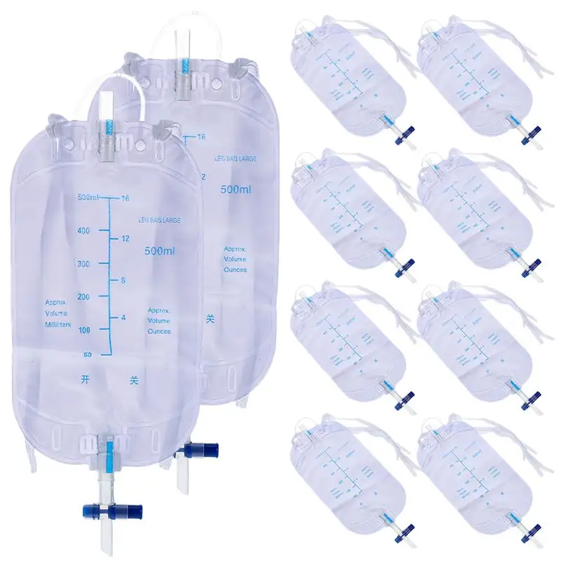 10pcs 500ml Urine Storage Bag Thickened Disabled Men Urine Pouch Urine Catheter Elderly Patient Wearable Urine Bag Kit