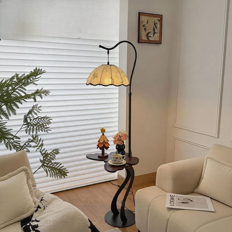 Mid Century Floor Lamp Living Room Sofa Bedroom Shelf Integrated Standing Atmosphere LED Home Decor