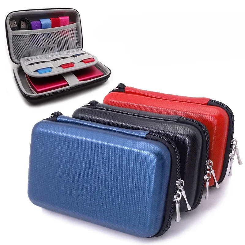 Caso protetor portátil para disco rígido, Power Bank, cabo USB, saco de armazenamento carregador, bolsa com zíper, USB Cable Organizer, 2.5 Polegada