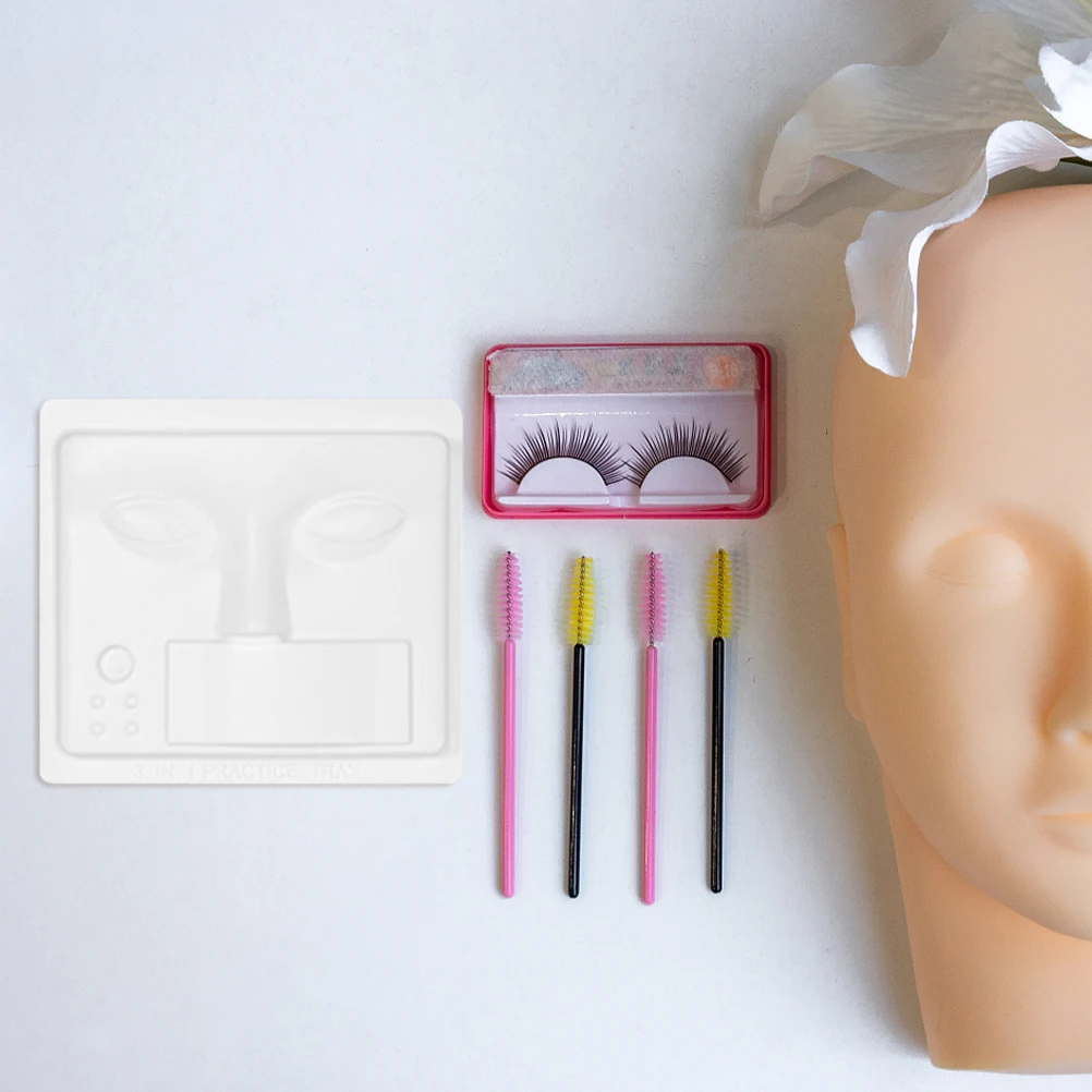 

3 Pcs Eyelash Training Head Mold Tray Grafting Practice Models Extension Beauty Face Plastic Trays Reusable Display Model