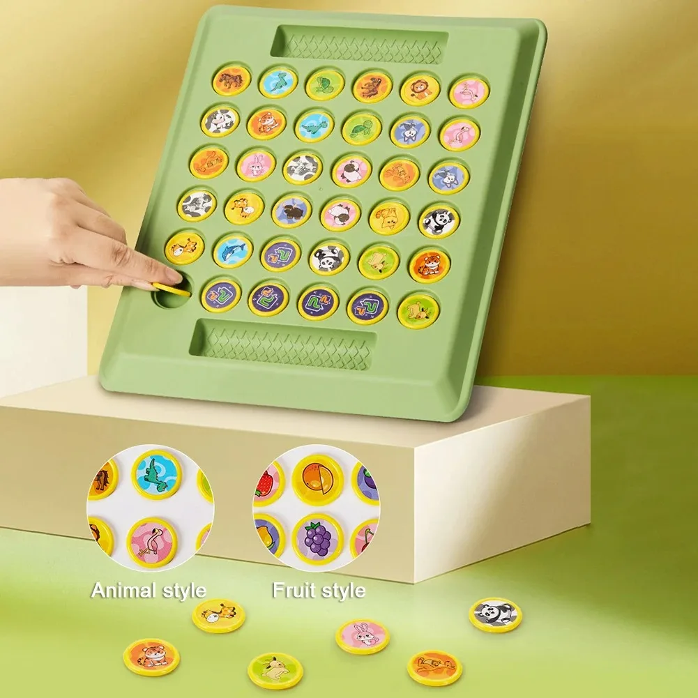 Tablero de ajedrez apto para viajes, juego de ajedrez con tapa, juguete educativo de desafío de memoria para niños pequeños, ajedrez volteador de dibujos animados para 2 niños