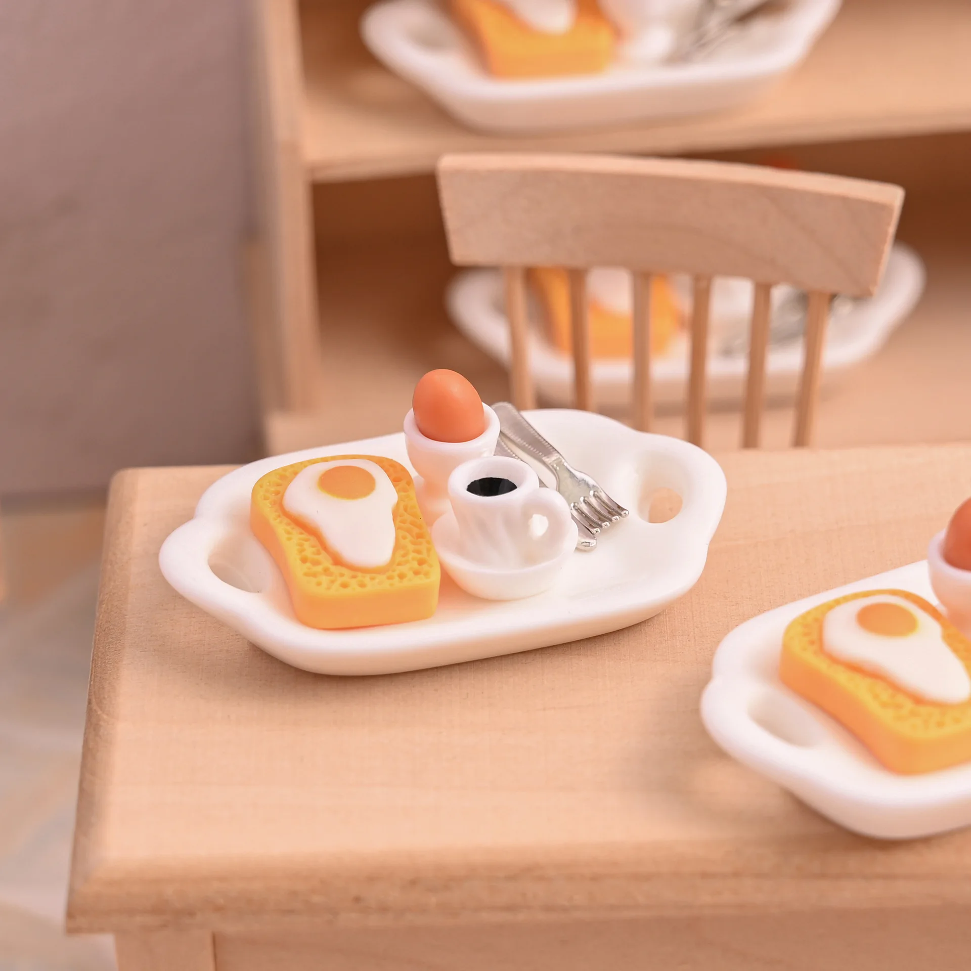 1set Mini Bread Coffee Pot Egg Model Miniature Dollhouse Food Kitchen Accessories Afternoon Tea Scene