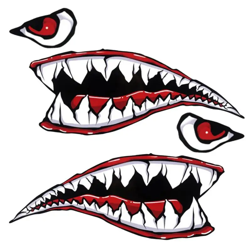 Shark Mouth Teeth Reflective Sticker Reflective Shark Teeth Door Side Door Decoration Fashion Waterproof Car Cool Refiting