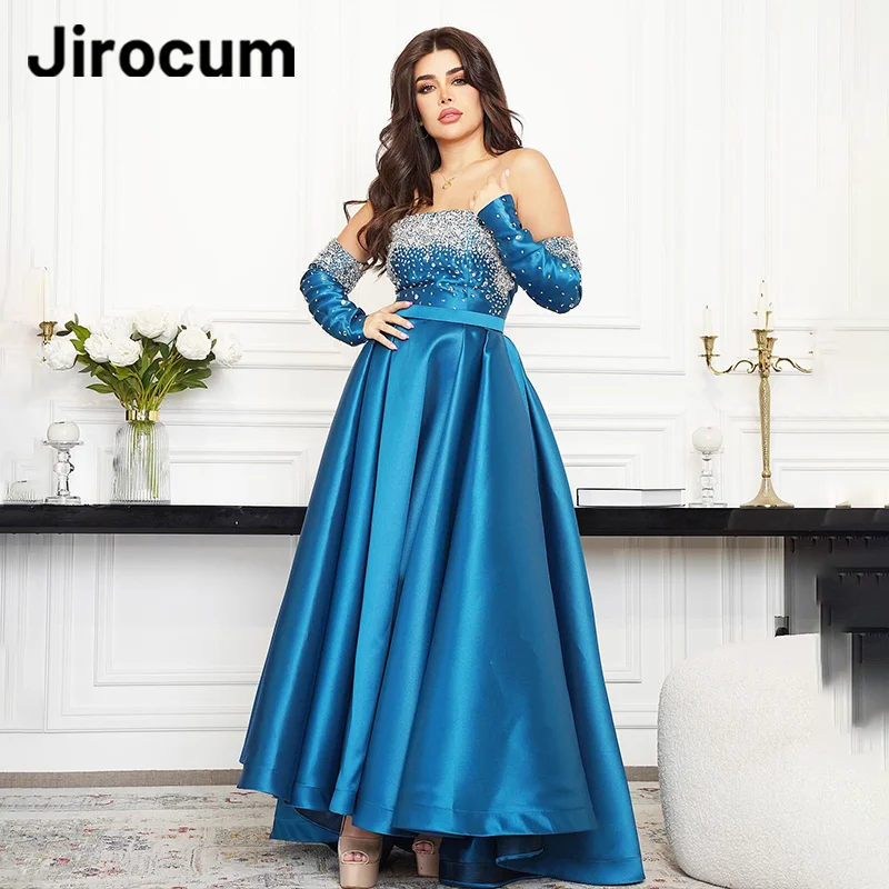 Jirocum-vestidos de graduación Vintage elegantes para mujer, vestido de noche de fiesta personalizado con lentejuelas con cuentas sin tirantes, vestido Formal saudita para ocasiones