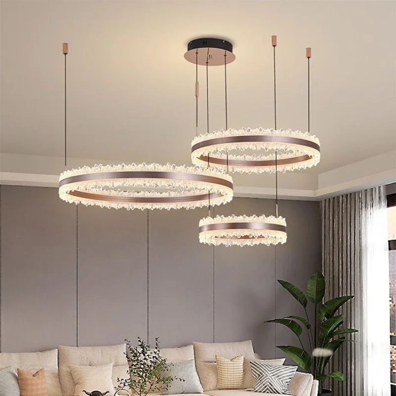 2026 Modern Ring Acrylic Led Pendant Lights Minimalist Design Crystal Dimmable For Living Sofa Room Conference Hall Hanging Fixt