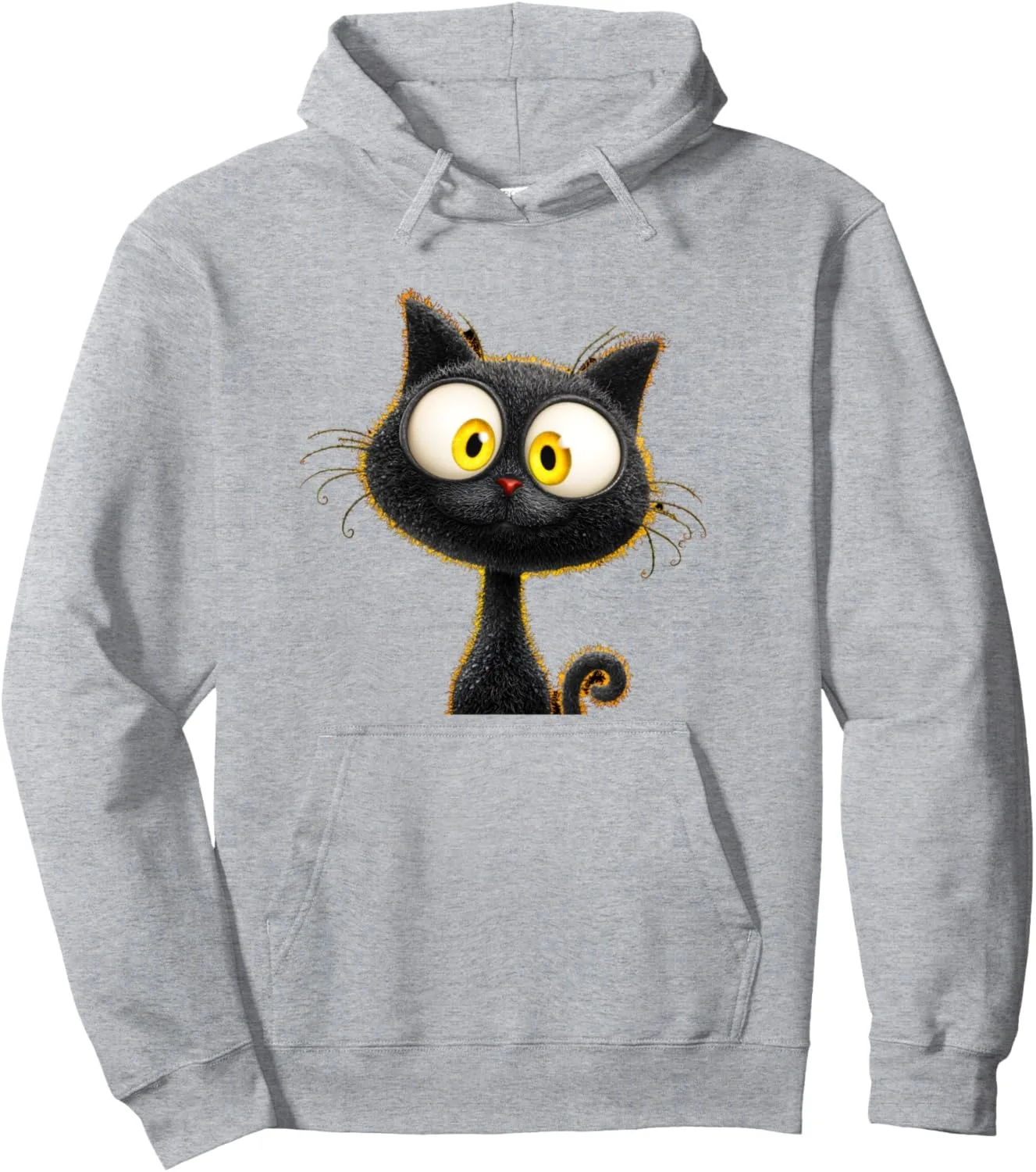 

Autumn and Winter Big - Eyed Black Cat Print Cotton Hoodie, Adorable Pet - Themed Sweatshirt
