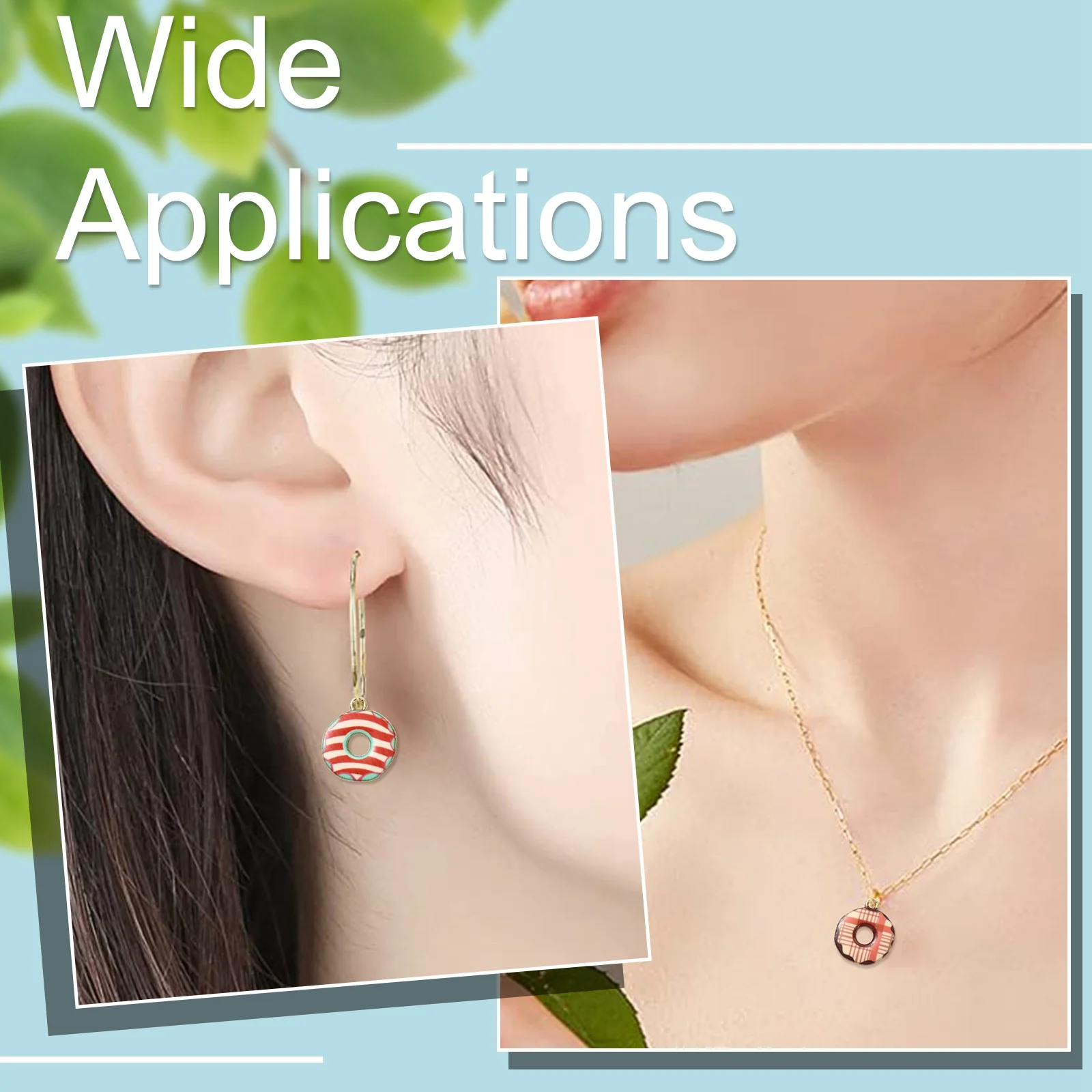 50Pcs 10 Colors Donut Charms Sweet Food Dessert Charms Cute Doughnut Charms for DIY Necklace Earrings