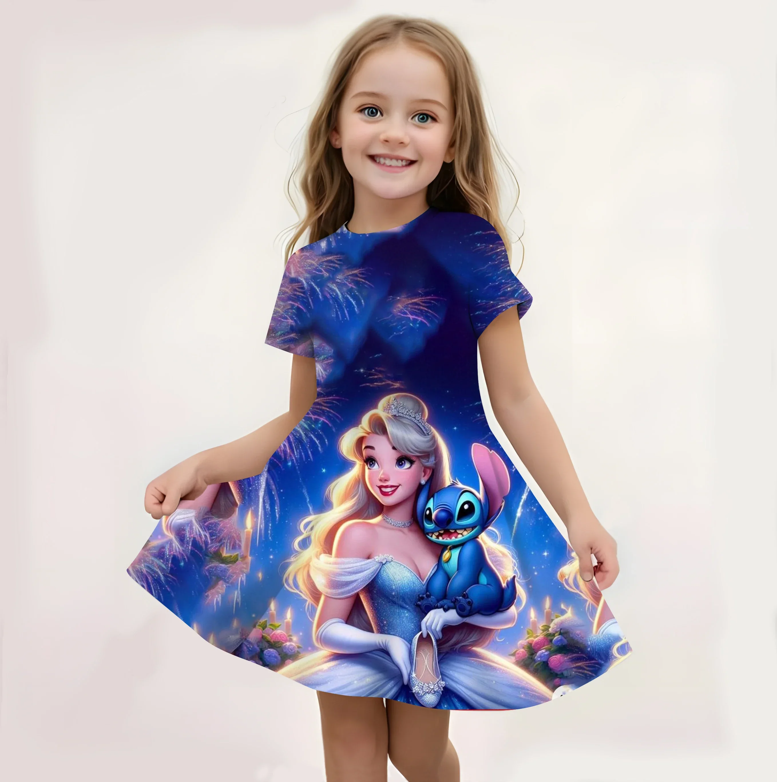 Potdemiel, vestido de princesa de punto de verano para niña, disfraz de manga corta, vestidos de fiesta, ropa para niños, falda, vestido de sirena Anna Elsa