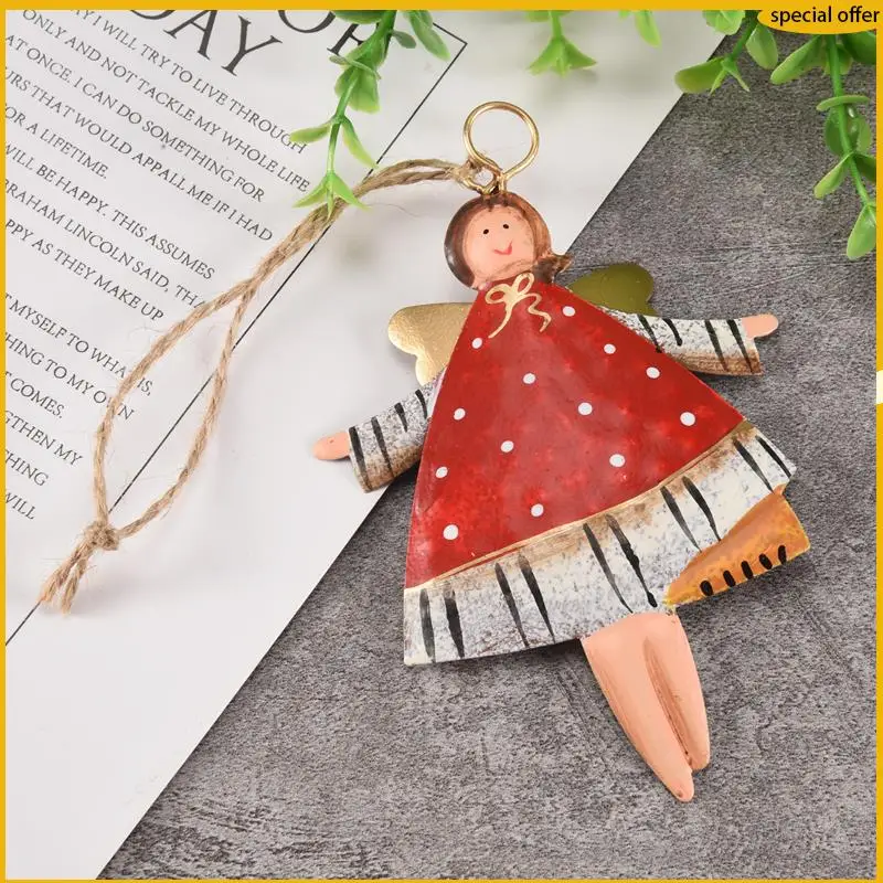 A50I 4 قطعة عيد الميلاد المعادن الرقص الملاك المعلقات تعليق شجرة الكريسماس الحلي شجرة عيد الميلاد دمية زينة للمنزل الطرف #1