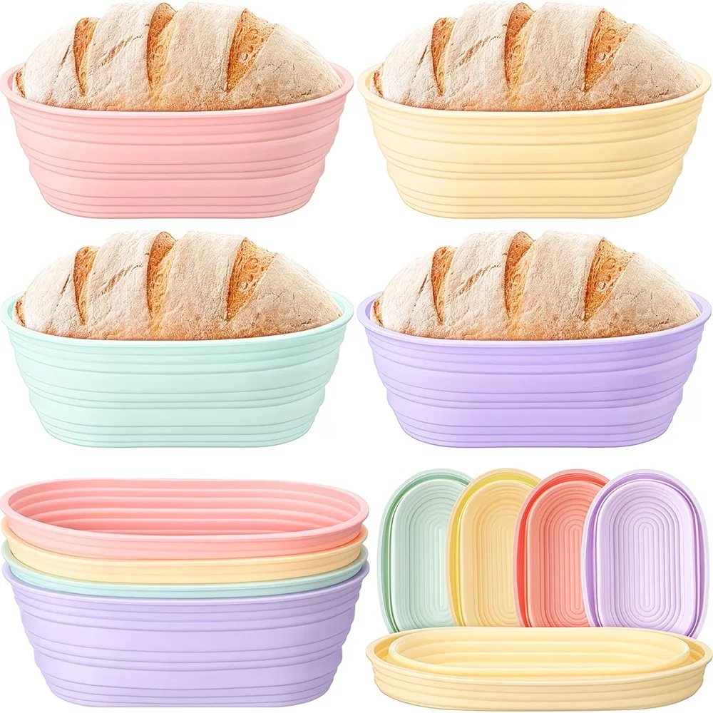 Silicone Banneton Basket - Collapsible Non-Stick Oval Proofing Basket Suitable for Sourdough Bread, Artisan Bread Making