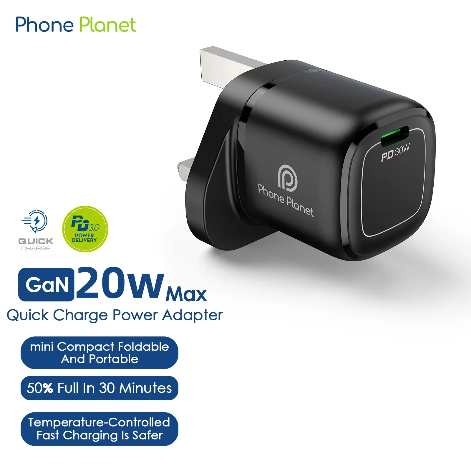 

Smart Small 20W GaN PD Charger Fast Charging Full-ProtoSmarcol Universal Type-C for iPhone17 Xiaomi Huawei Samsung EU/UK Adapter