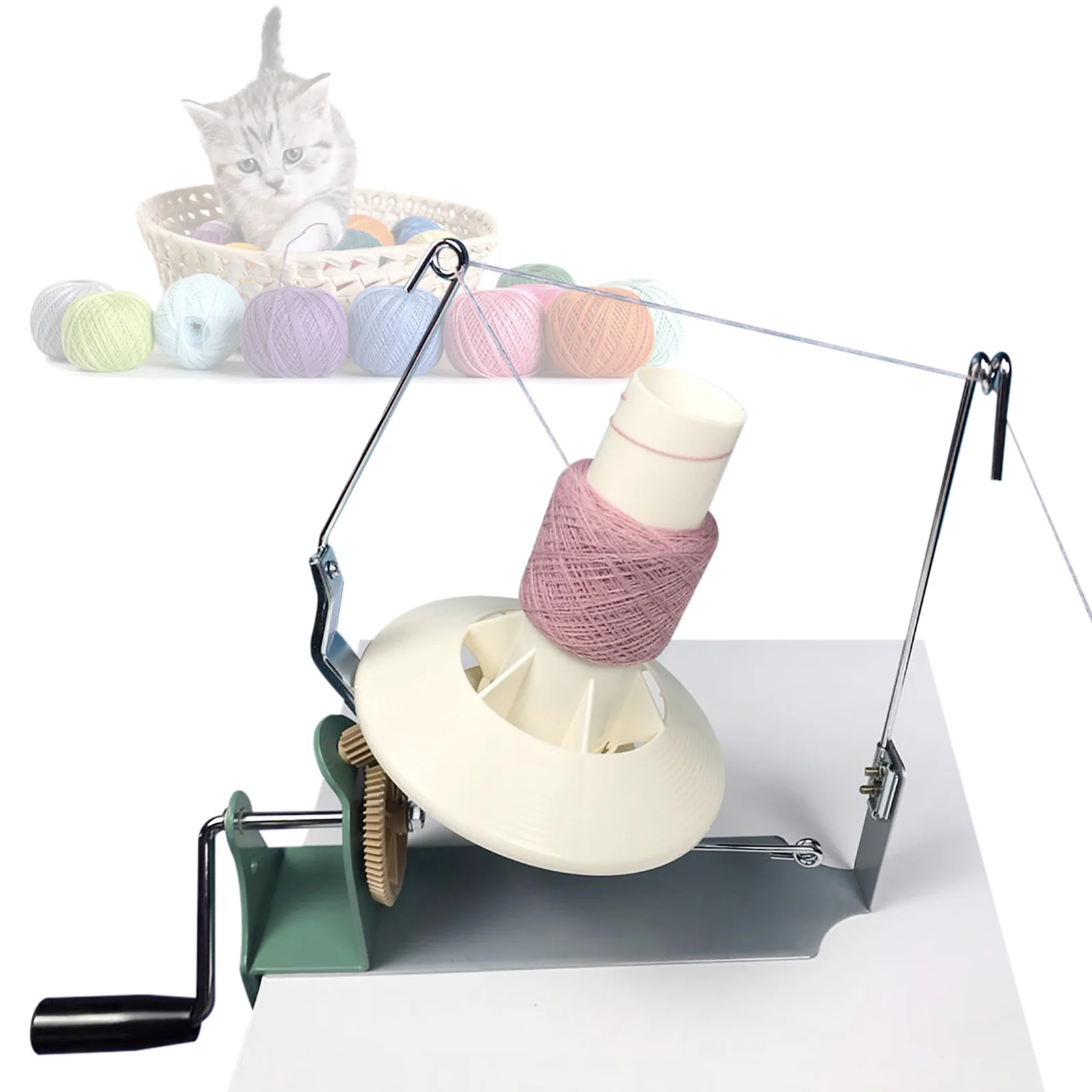 Yarn Ball Winder Hand Operated Metal Yarn Fiber Wool Ball Winder 500g Capacity Bench Manual String Ball Winding Tool