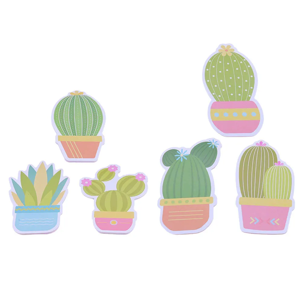 

6 Pads Tearable Cartoon Cactus Sticky Memo Notes Cute Mini Note Pads for School Office Classroom Desk Accessories