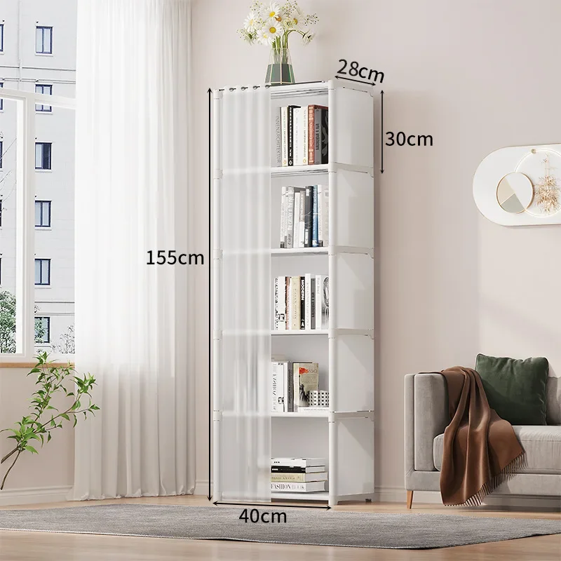 Desktop Simple Bookshelf Floor To Floor Children\'s Household Storage Rack Living Room Multi-layer  Cabinet Dustproof Bookcase