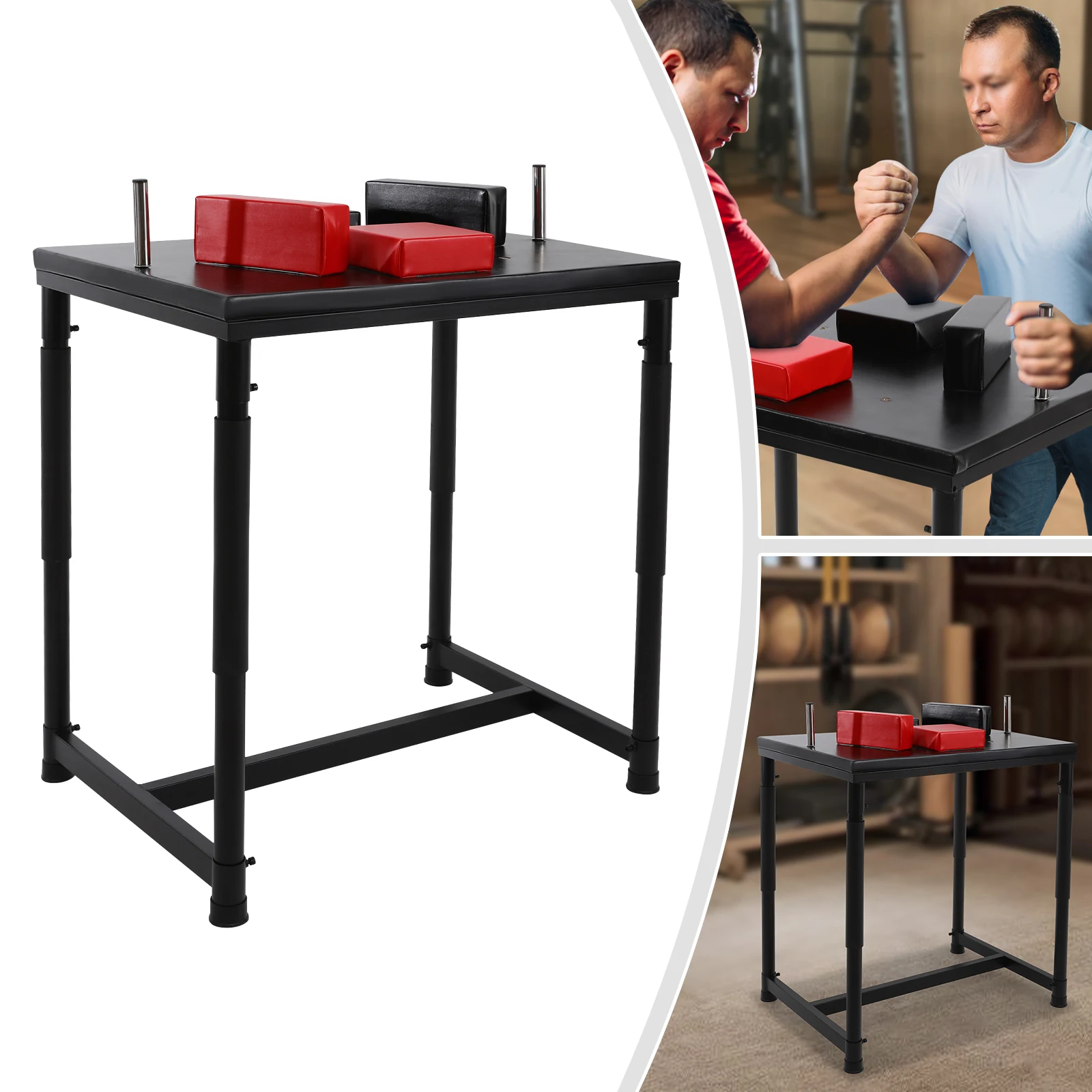 

Standard Arm Wrestling Table 35.43"x25.59" Arm Wrestling Battle Table Arm Wrestling Training Equipment W/ Adjustable Elbow Pads