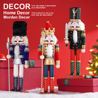 30CM Christmas Nutcracker Wooden Soldier Vintage Doll Puppet Creative Craft Holiday Gift Desktop Ornament Home Office Decoration