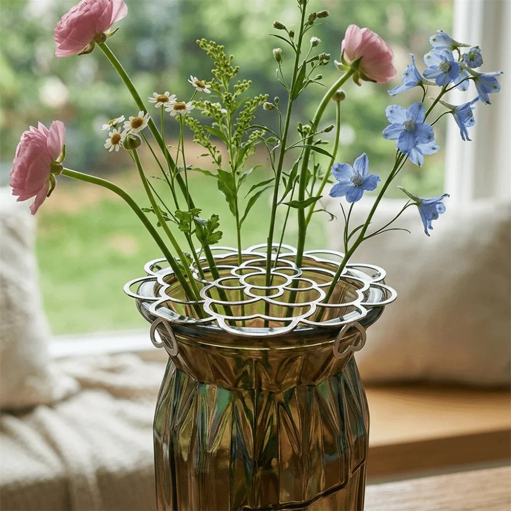 Stainless Steel Vase Flower Fixing Artifact Foldable Hollow Out Flower Arrangement Helper DIY Flower Retaining Support Wedding