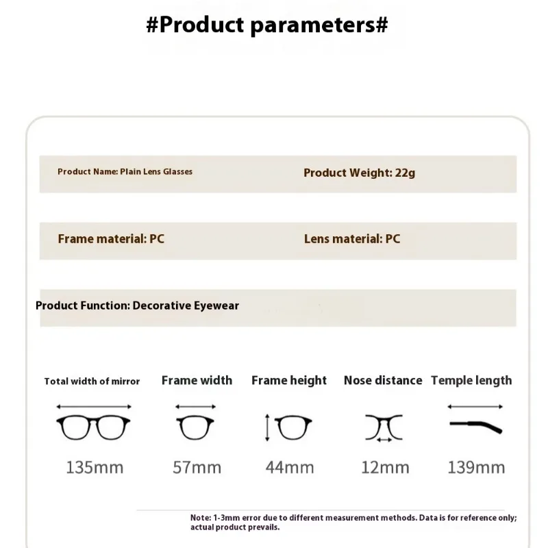 3pcs Cat-eye Decorative Glasses Fashionable Simple for Matching Clothes and Computer Glasses