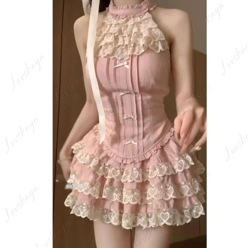 

New Sweet Waist and Thin Sleeveless Top Skirt