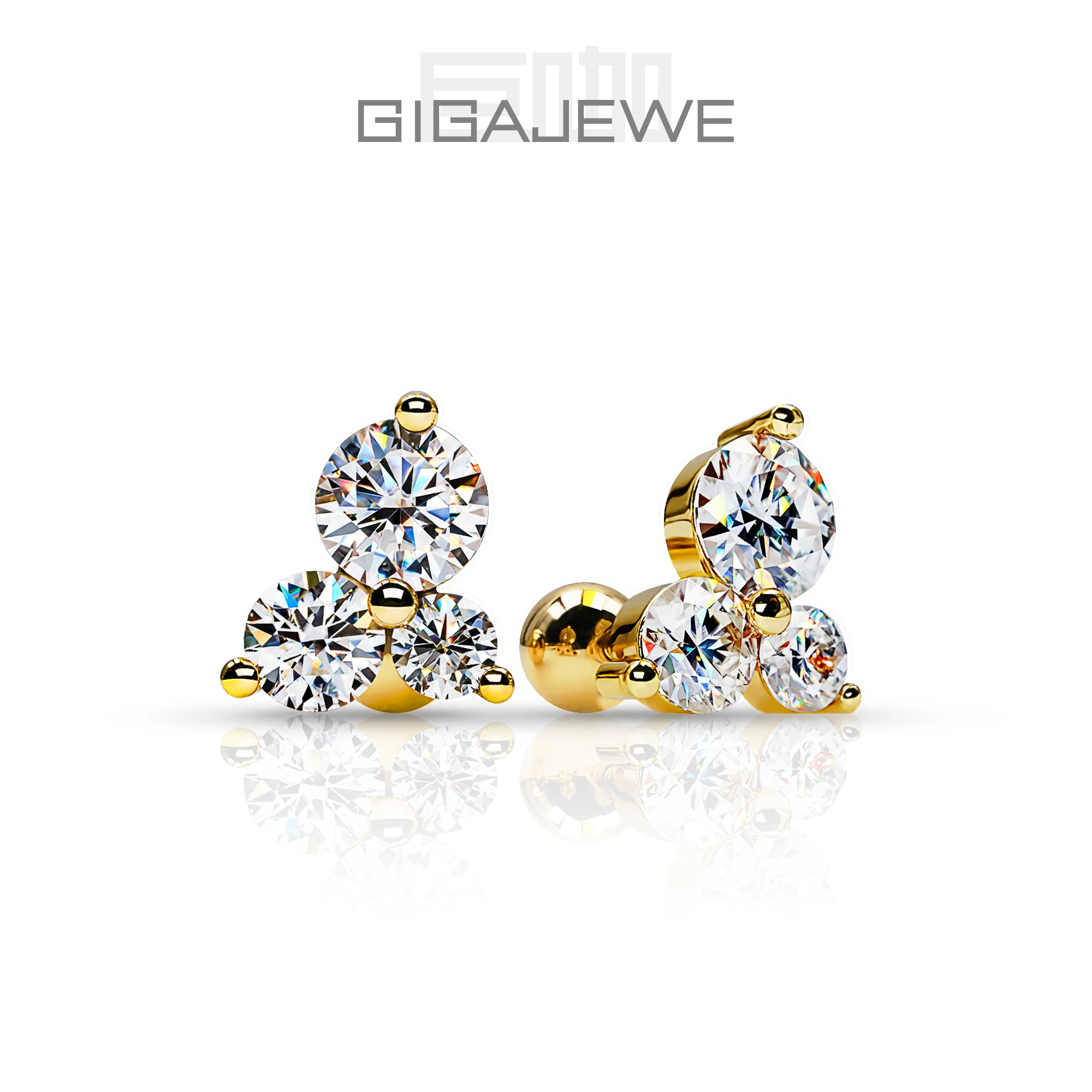 

Серьги GIGAJEWE DEF Color Total 0,86 карата или 1,8 карата из серебра 925 пробы 2*3*4 мм или 3*4*5 Серьги с муассанитом круглой огранки