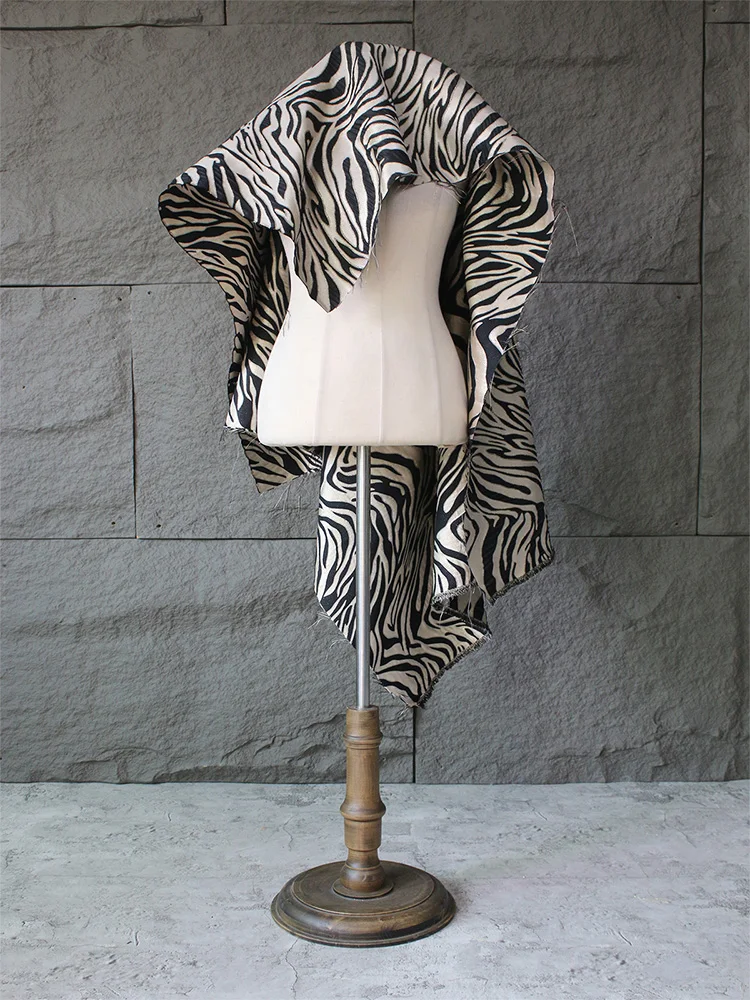 Jacquard Fabric Zebra Pattern Vintage Coat Windbreaker Clothing Designer Fabric Wholesale Cloth Diy Apparel Sewing Meters