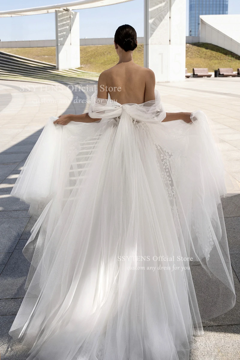 SSYTENS-vestidos de novia bohemios Vintage con hombros descubiertos, Apliques de encaje, corte en A, elegante vestido de novia con forma de corazón personalizado